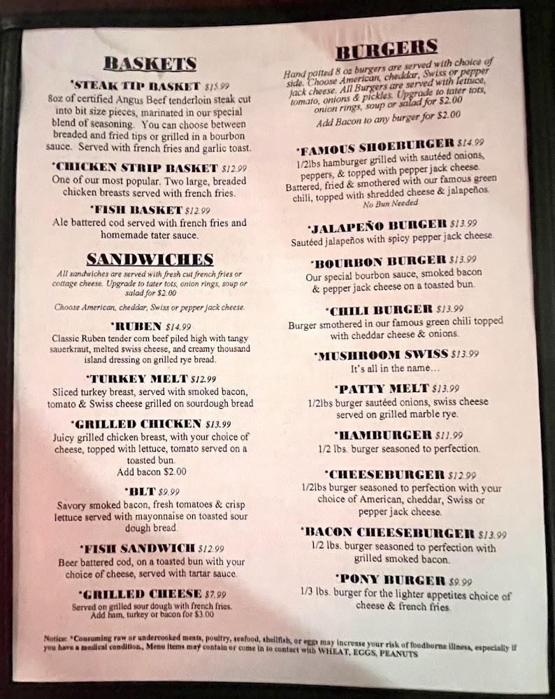 Horseshoe Bar & Grill Menu image 1